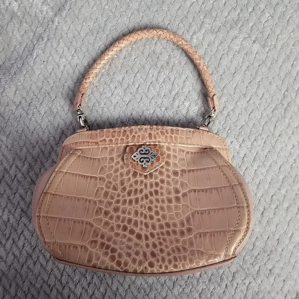 RETIRED BRIGHTON PETAL PINK CROC EMBOSSED HANDBAG NO‎ STRAP